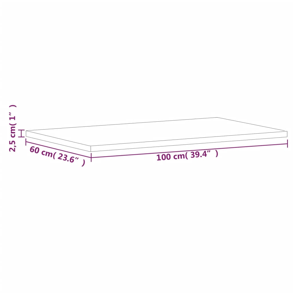 Bordplate 100x60x2,5 cm rektangulær heltre bøketre