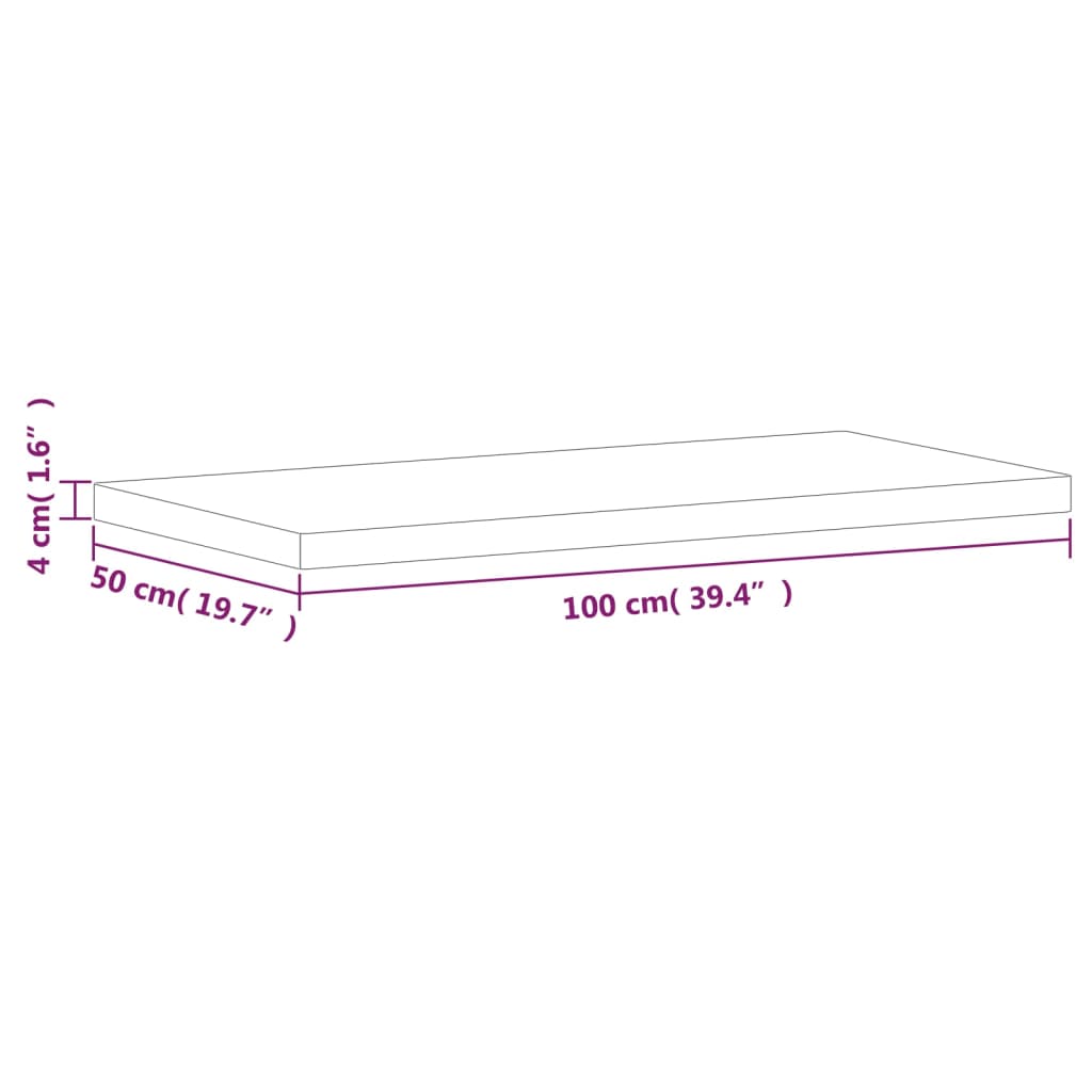 Bordplate 100x50x4 cm rektangulær heltre bøketre