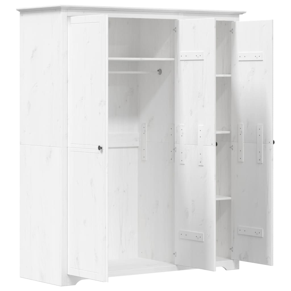 Garderobe BODO hvit 146x53,5x173 cm heltre furu