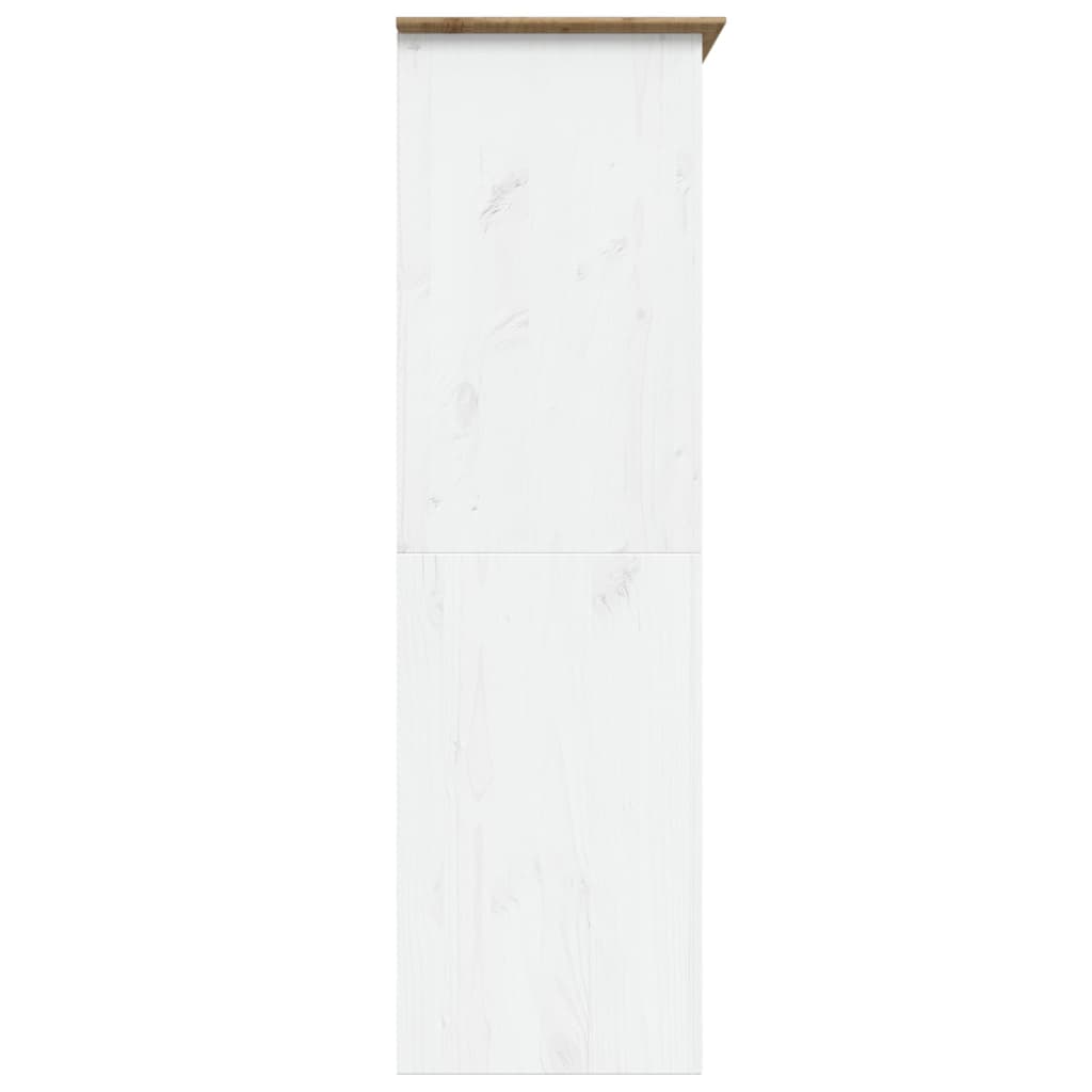 Garderobe BODO hvit og brun 146x53,5x173 cm heltre furu