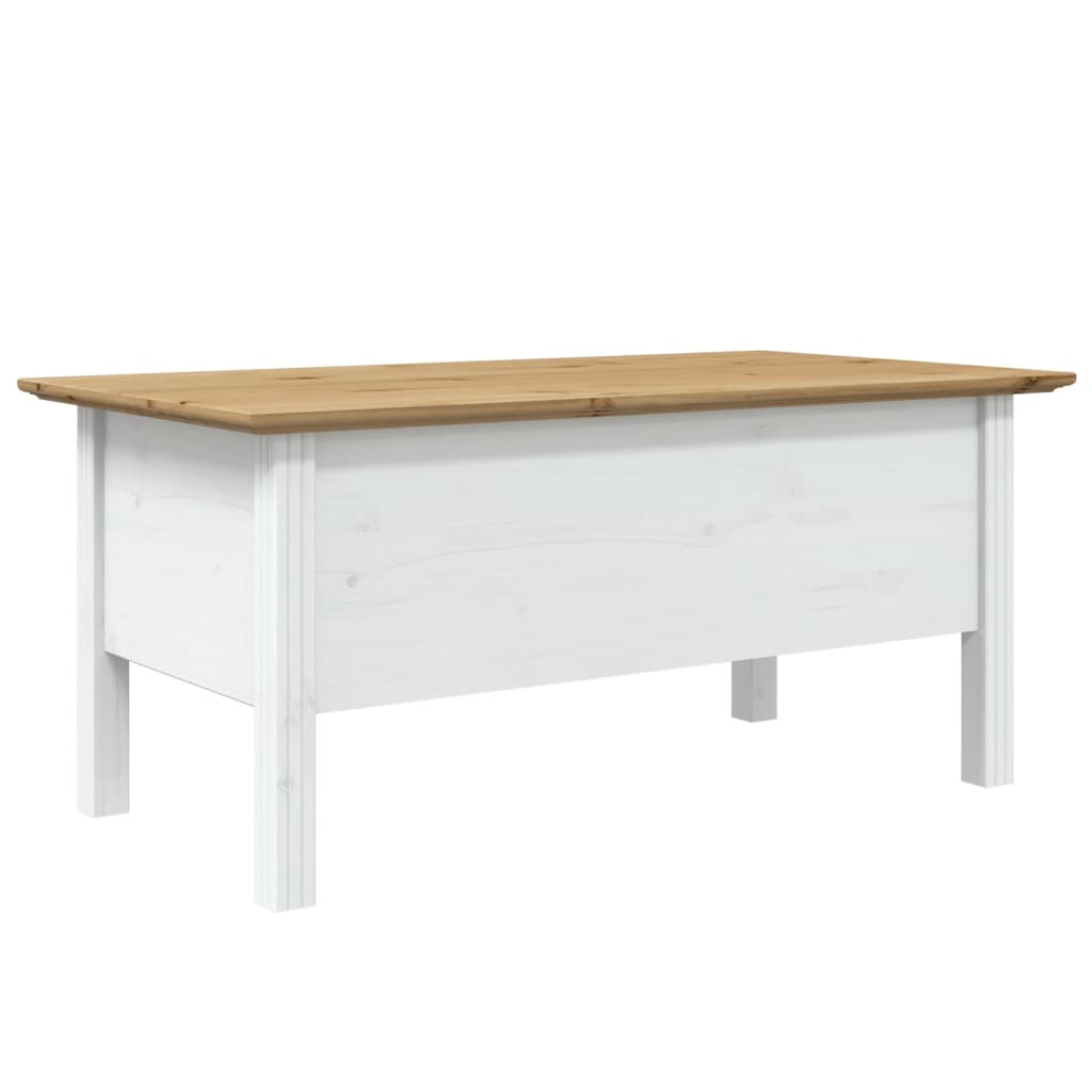 Salongbord BODO hvit og brun 100x55x46 cm heltre furu vidaXL