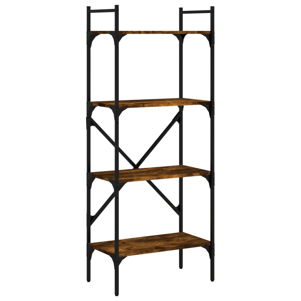 Bokhylle 4 etasjer røkt eik 56x31,5x138,5 cm konstruert tre