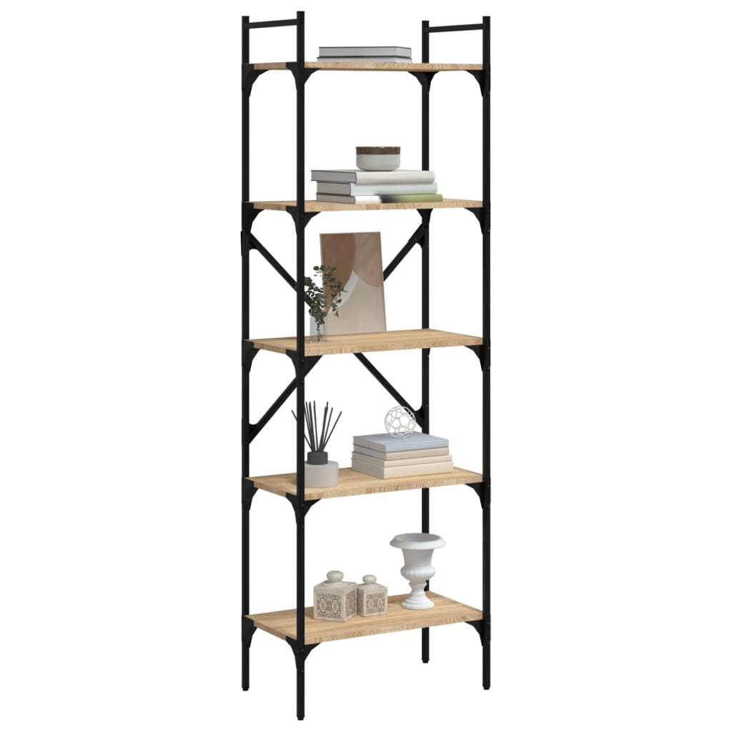 Bokhylle 5 etasjer sonoma eik 56x31,5x174 cm konstruert tre