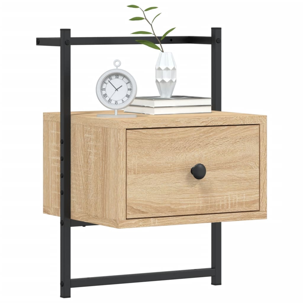 Nattbord veggmontert sonoma eik 35x30x51 cm konstruert tre