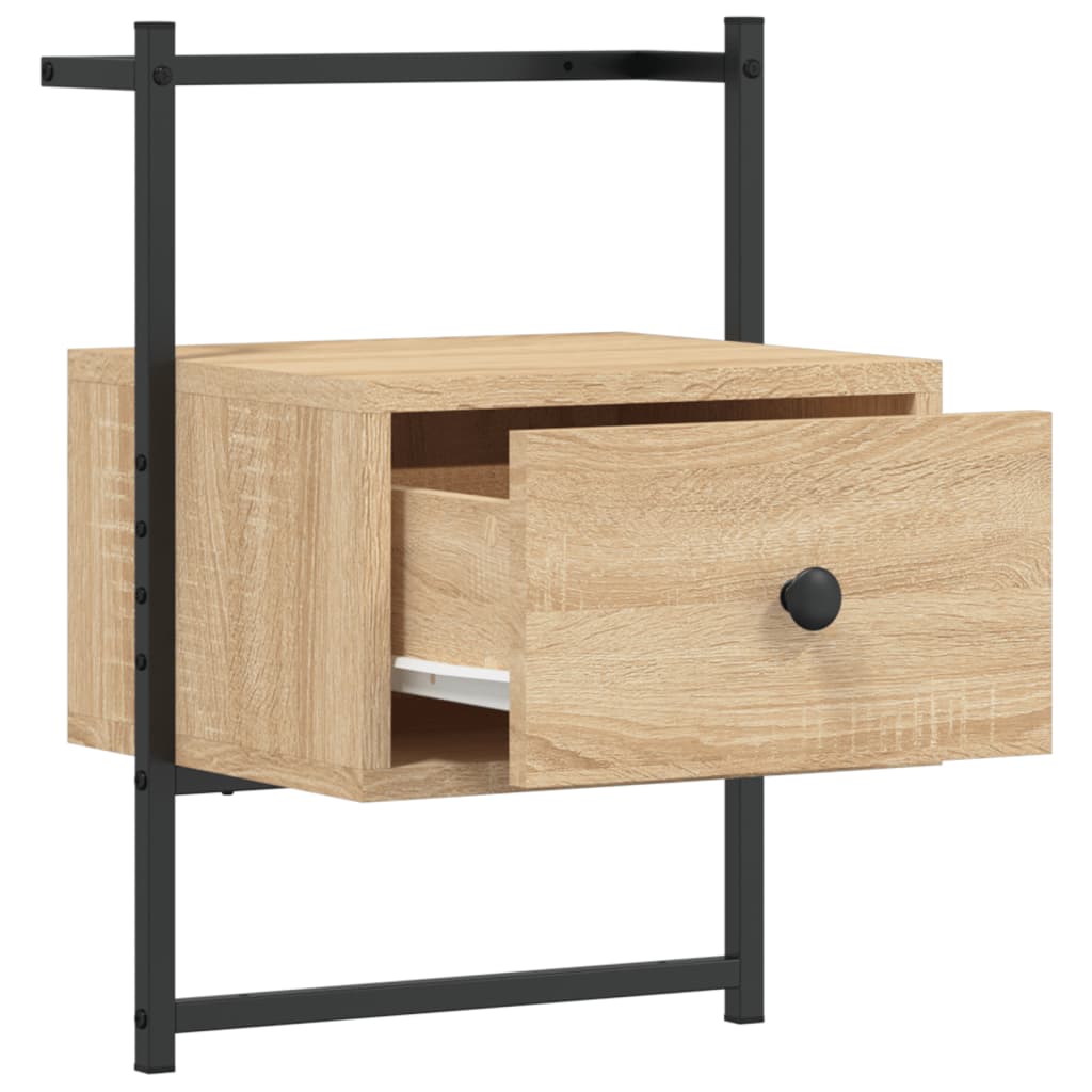 Nattbord 2 stk veggmontert sonoma eik 35x30x51cm konstruert tre