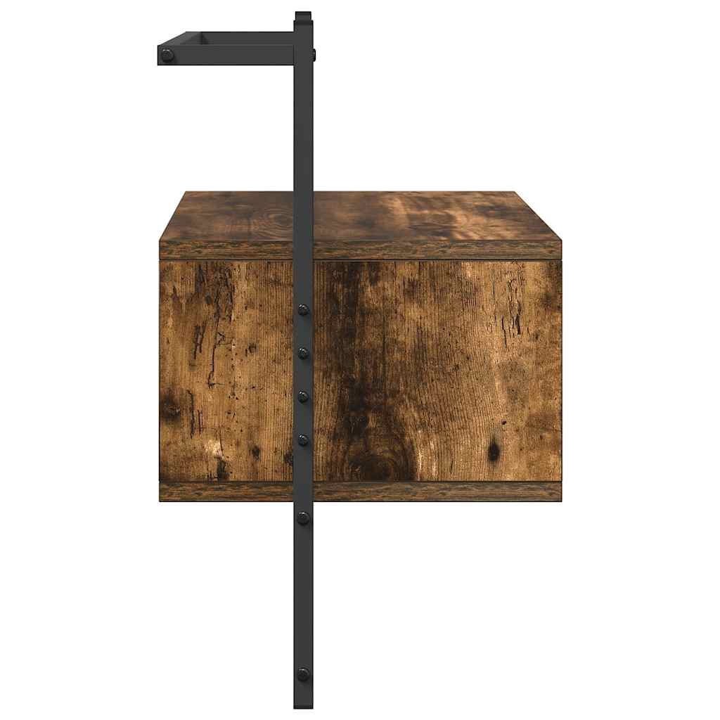 Nattbord veggmontert 2 stk røkt eik 35x30x51 cm konstruert tre