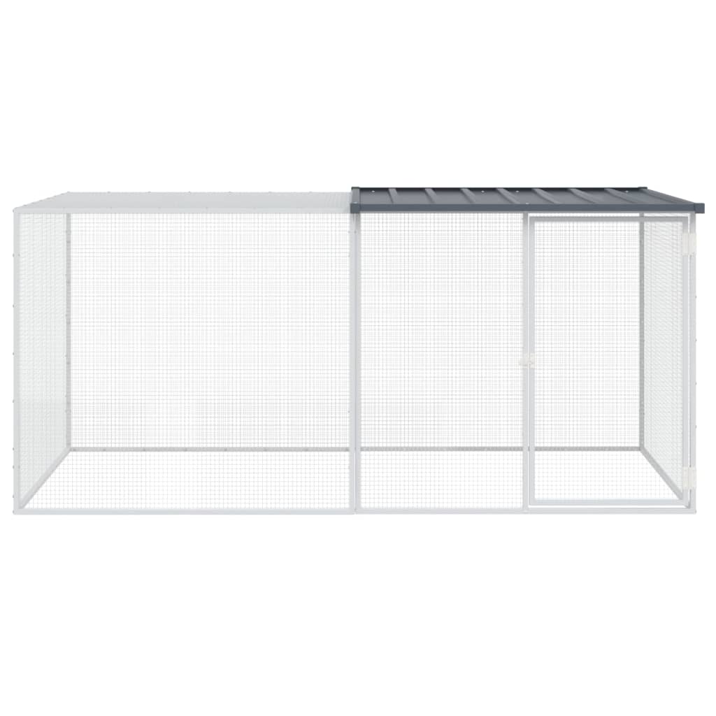 Kyllingbur med tak antrasitt 203x98x90 cm galvanisert stål vidaXL