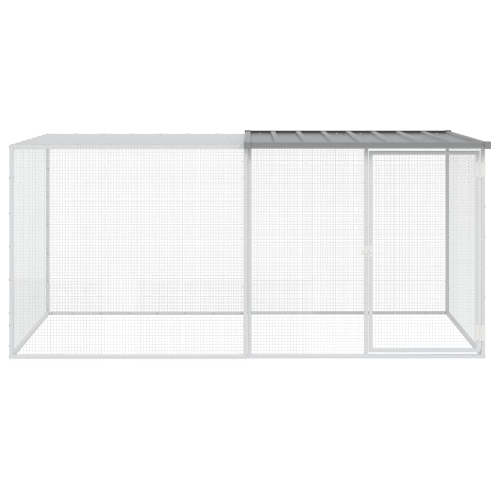 Kyllingbur med tak lysegrå 203x98x90 cm galvanisert stål vidaXL