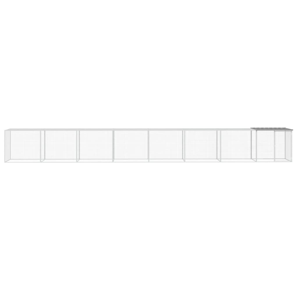 Kyllingbur med tak lysegrå 803x98x90 cm galvanisert stål vidaXL