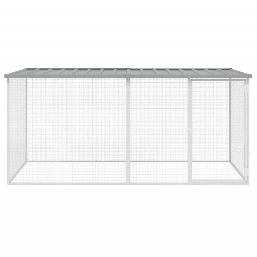 Kyllingbur med tak lysegrå 203x98x90 cm galvanisert stål vidaXL