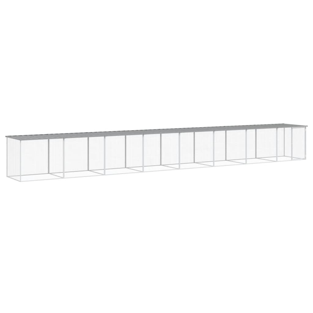 Kyllingbur med tak lysegrå 803x98x90 cm galvanisert stål vidaXL
