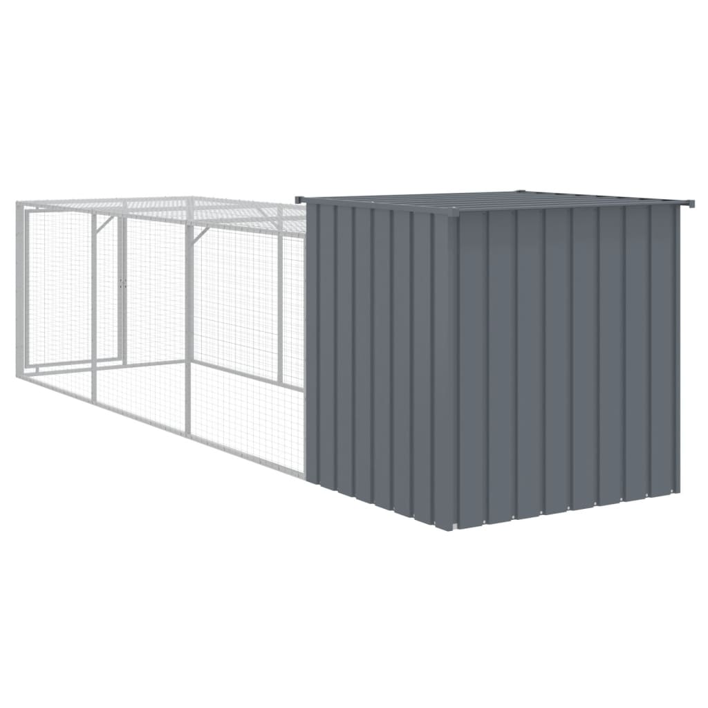 Hønsebur med gård antrasitt 110x405x110 cm galvanisert stål