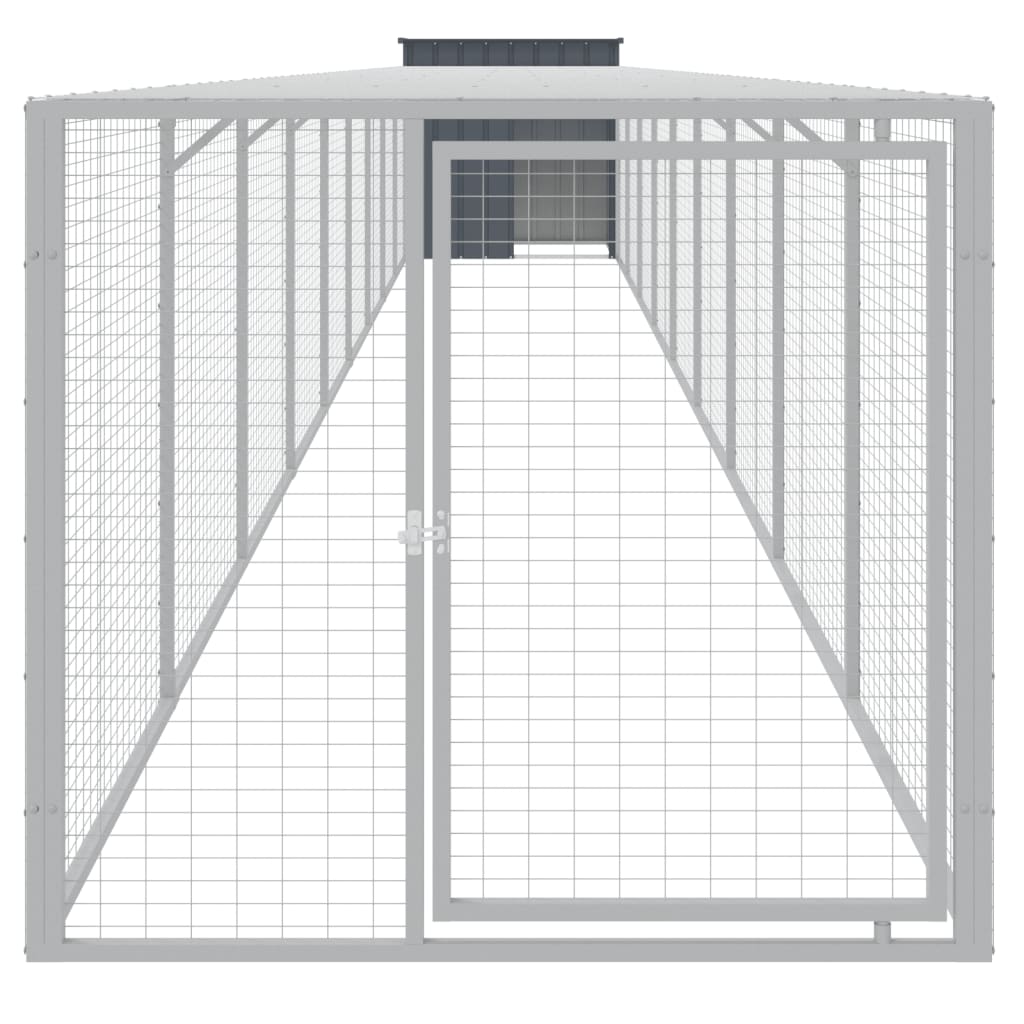Hønsebur med gård antrasitt 110x1017x110 cm galvanisert stål