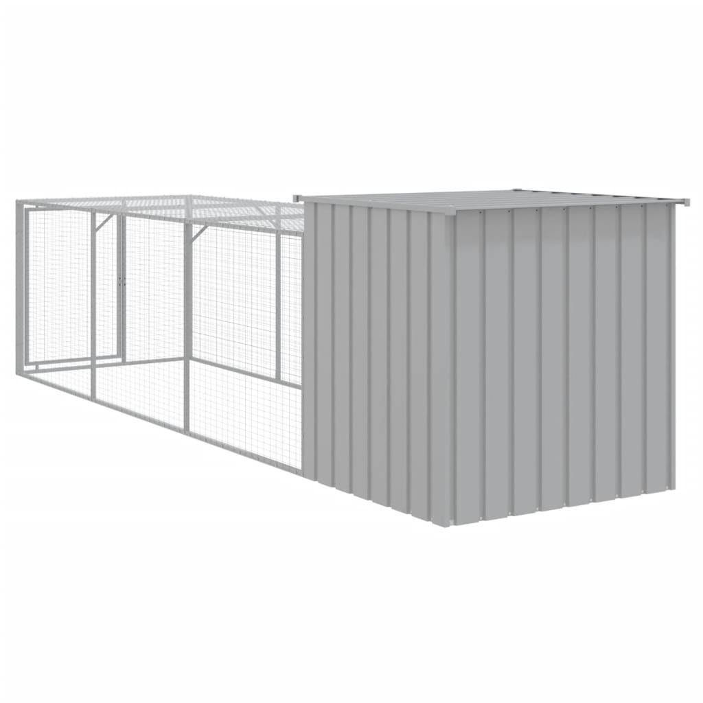 Hønsebur med gård antrasitt 110x405x110 cm galvanisert stål