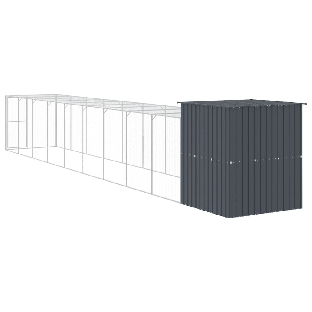 Hønsebur med gård antrasitt 165x1067x181 cm galvanisert stål
