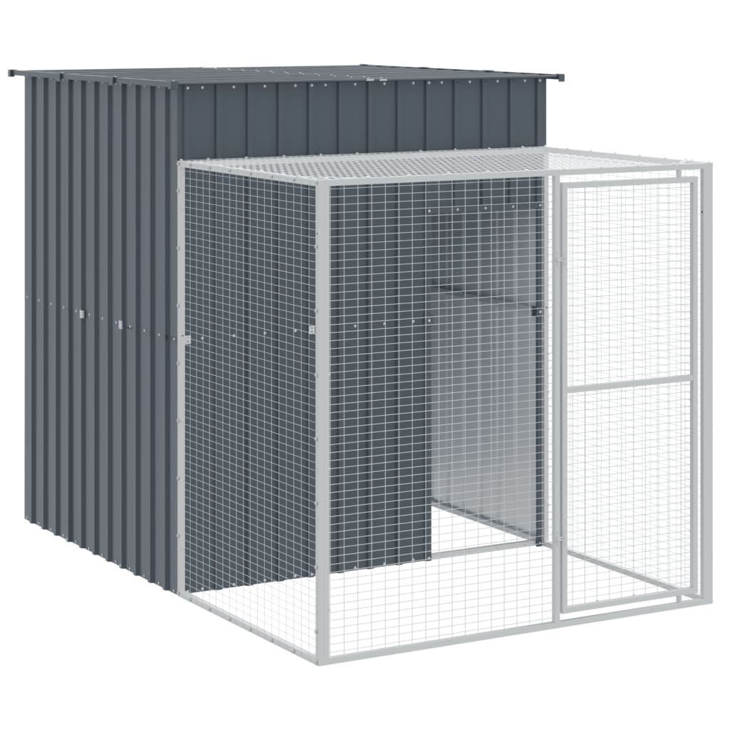 Hønsebur med gård antrasitt 165x1067x181 cm galvanisert stål