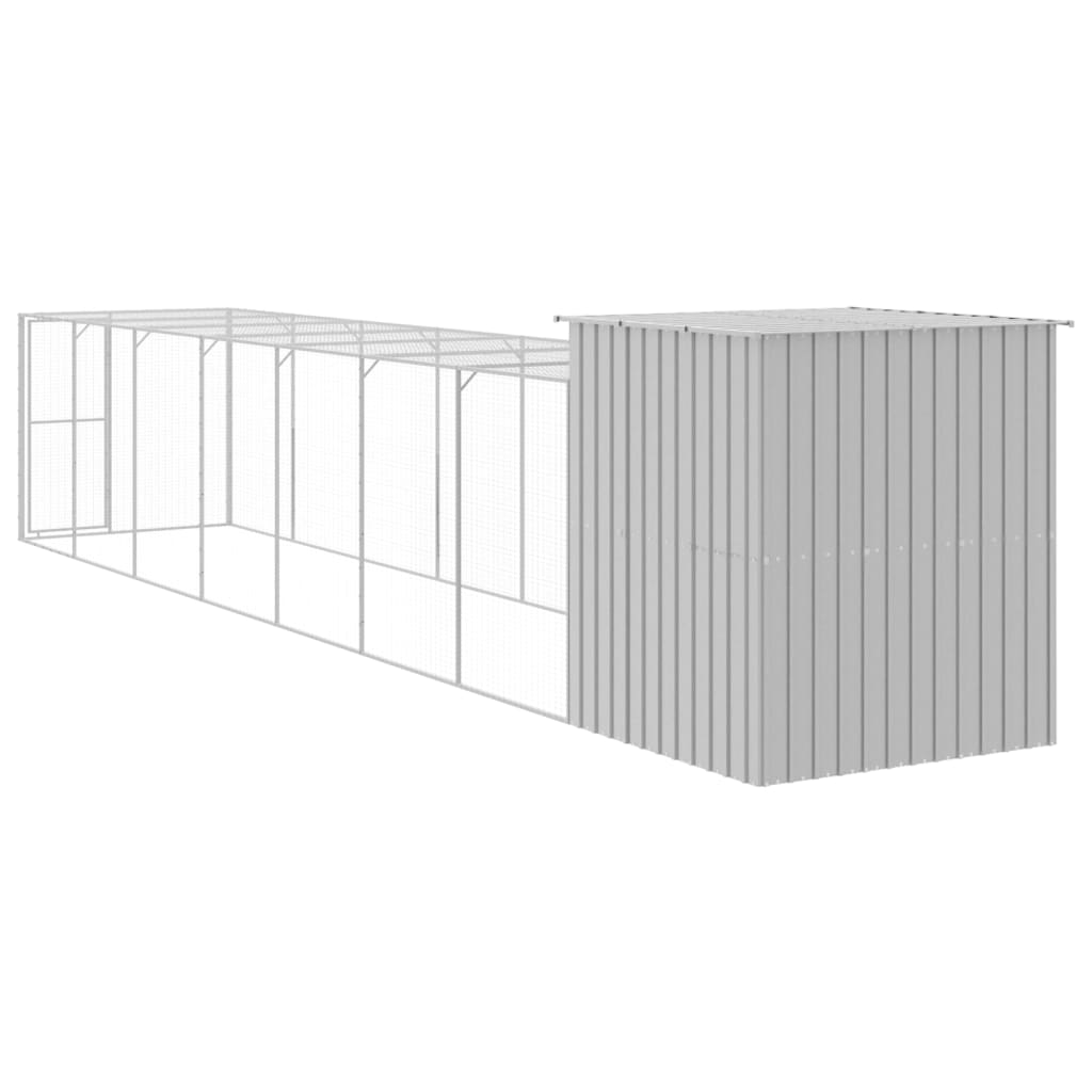 Hønsebur med gård antrasitt 165x863x181 cm galvanisert stål
