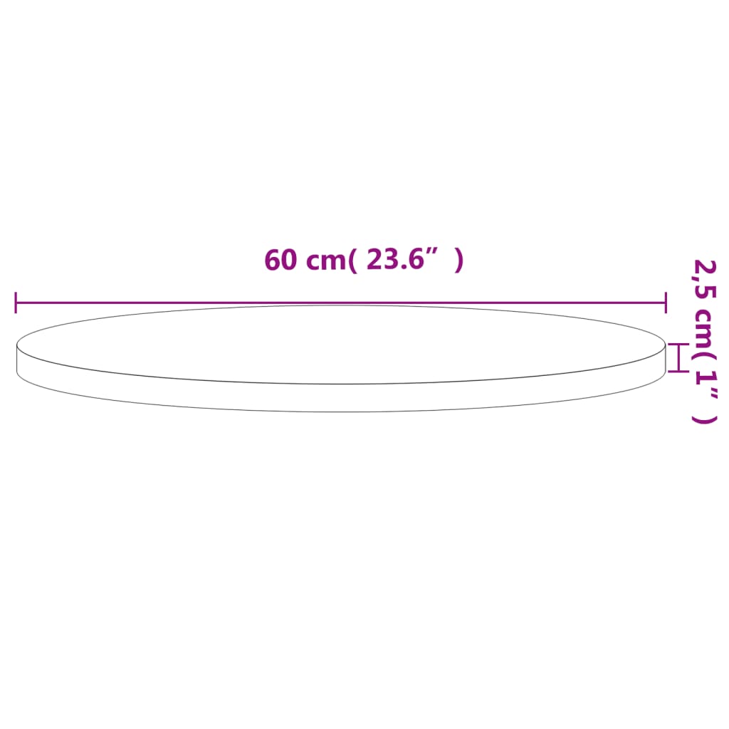 Bordplate Ø60x2,5 cm rund heltre bøketre