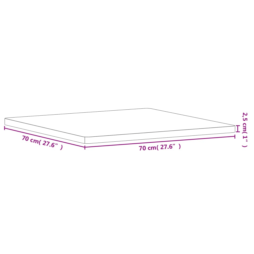 Bordplate 70x70x2,5 cm firkantet heltre bøketre
