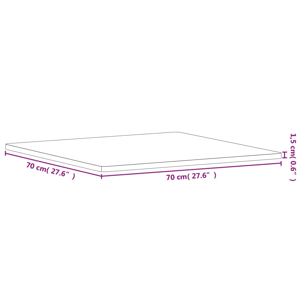 Bordplate 70x70x1,5 cm firkantet heltre bøketre
