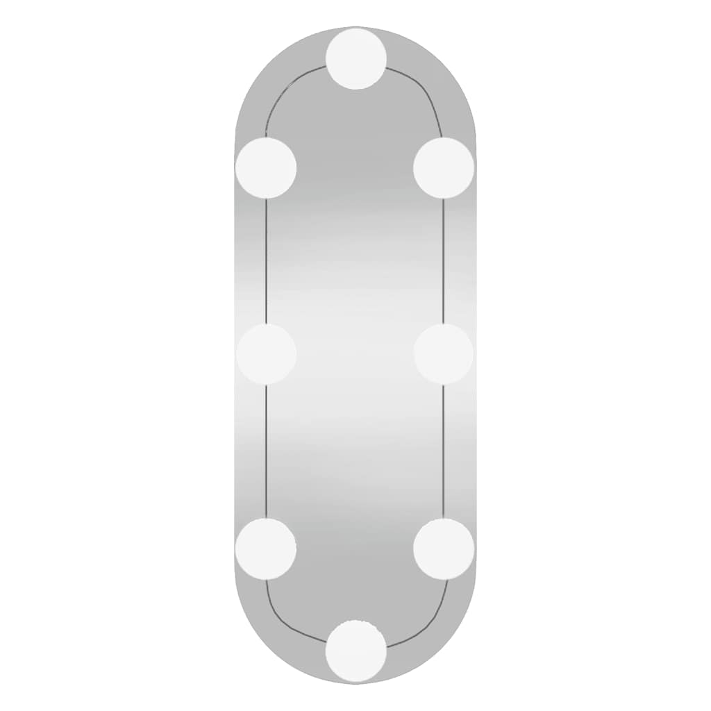 Veggspeil med LED-lys 15x40 cm glass oval
