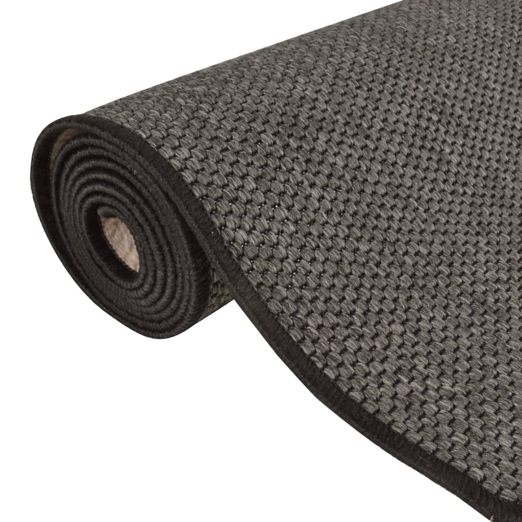 Teppeløper sisal-utseende antrasitt 50x200 cm