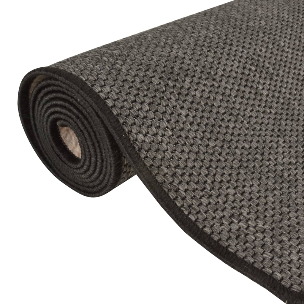 Teppeløper sisal-utseende antrasitt 80x250 cm