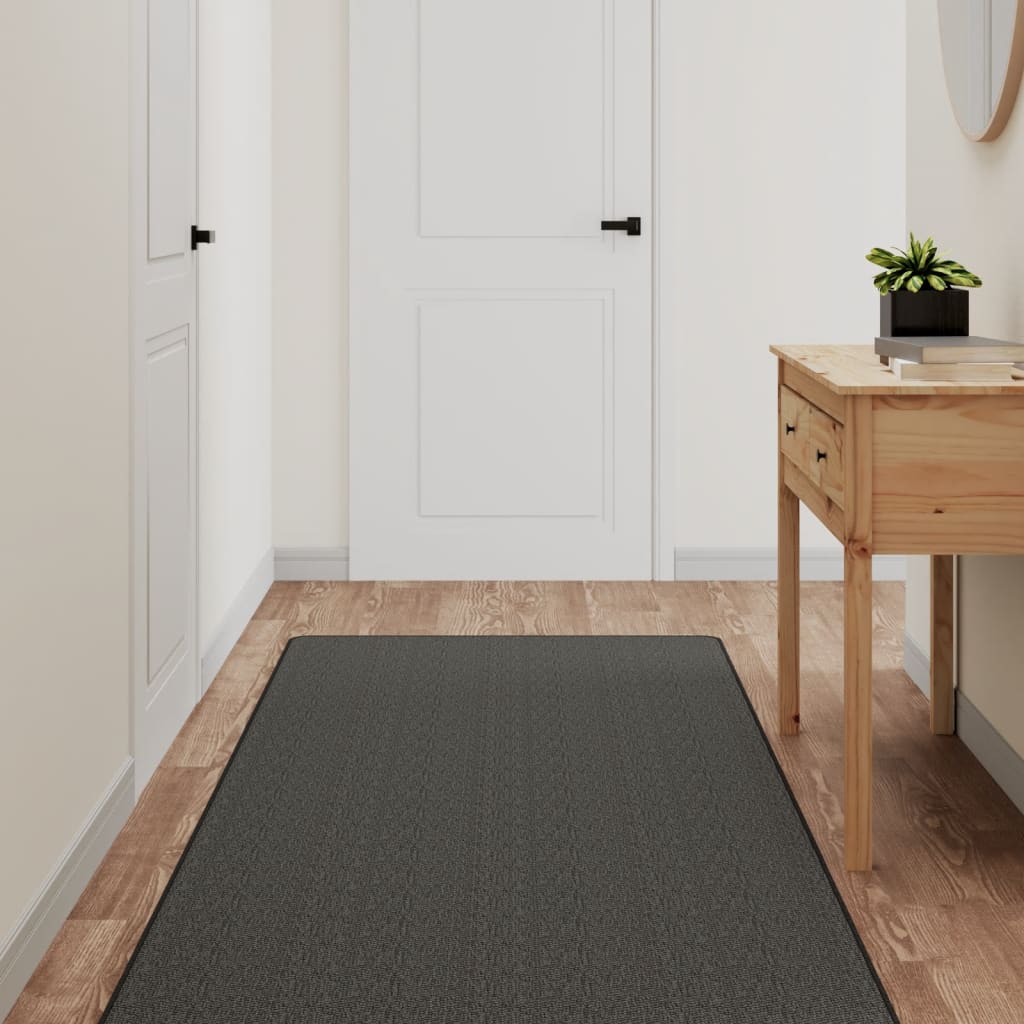 Teppeløper sisal-utseende antrasitt 80x250 cm