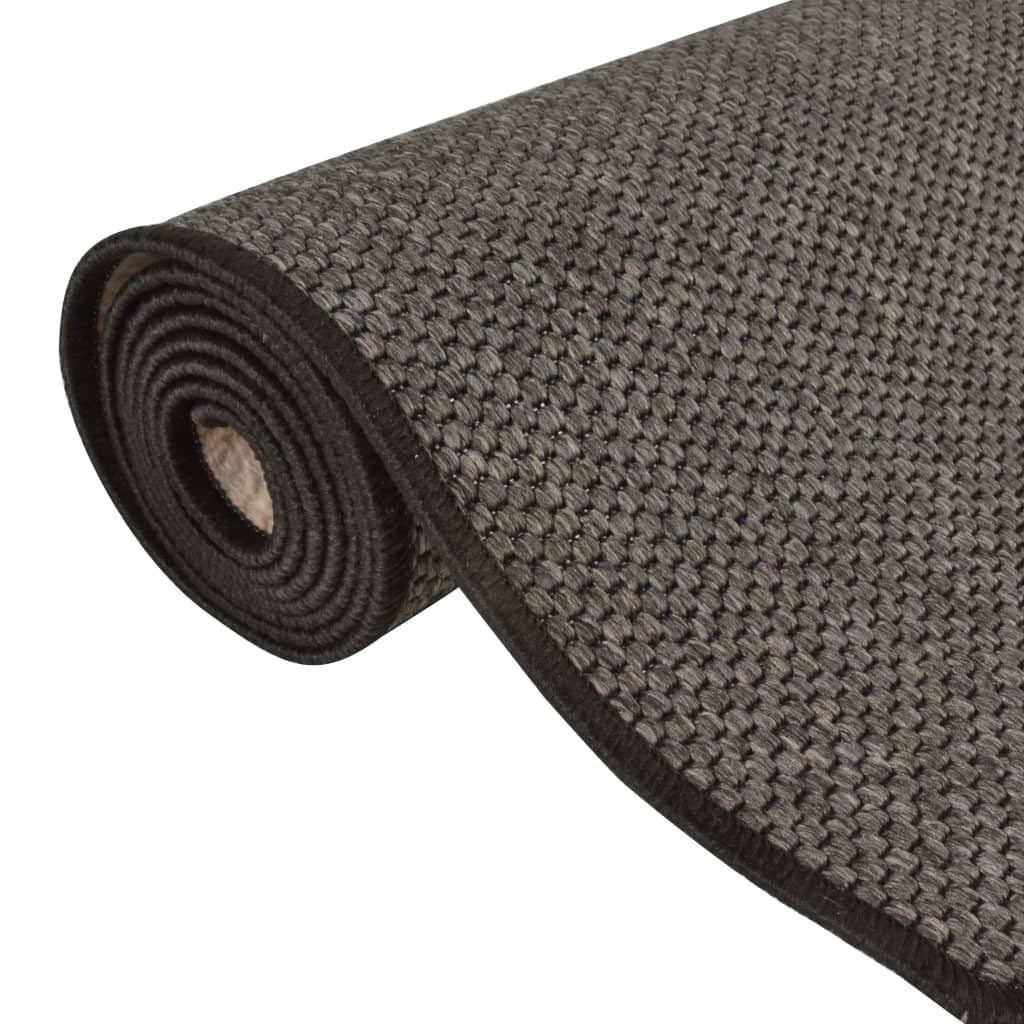 Teppeløper sisal-utseende antrasitt 80x400 cm