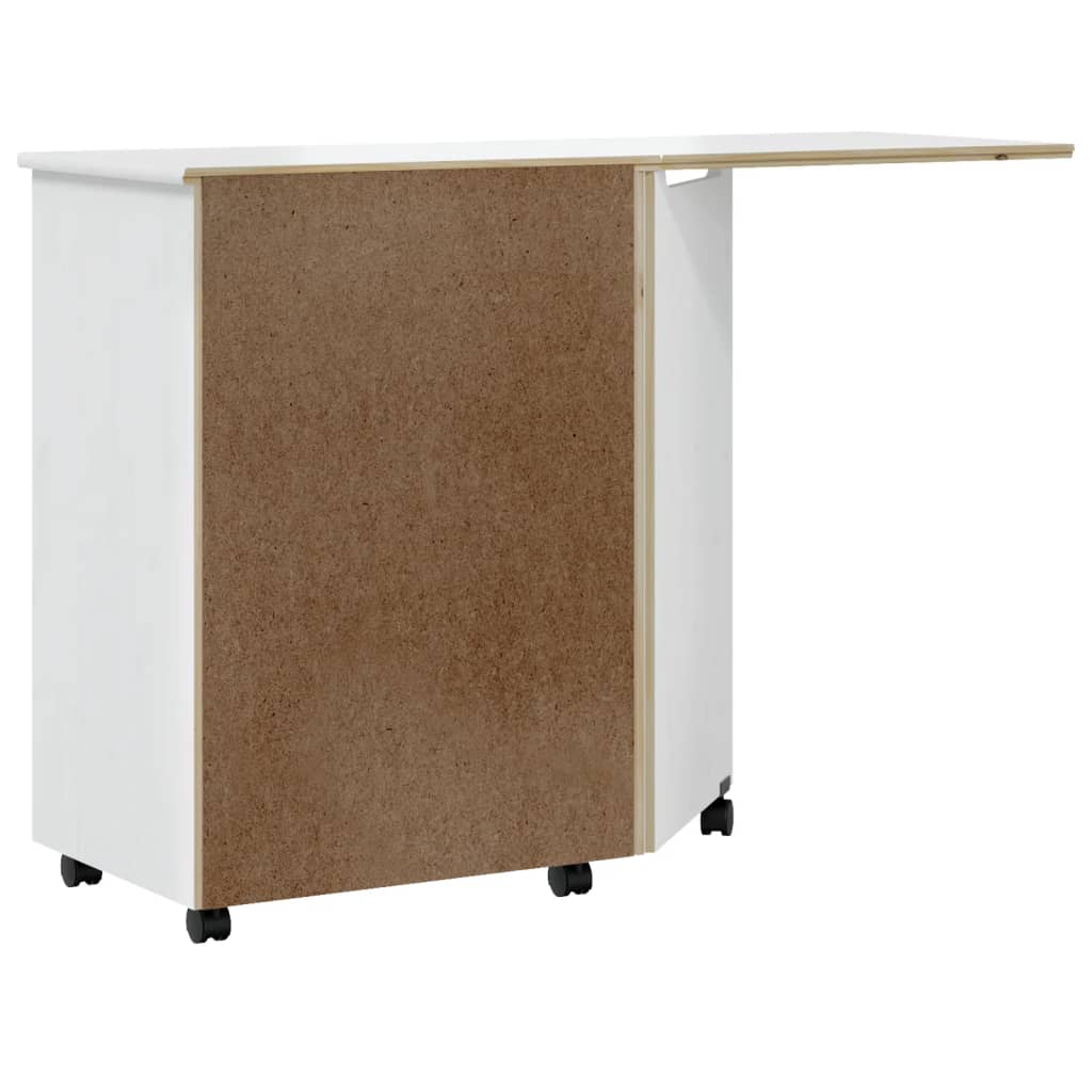 Rulleskap med skrivebord MOSS hvit heltre furu