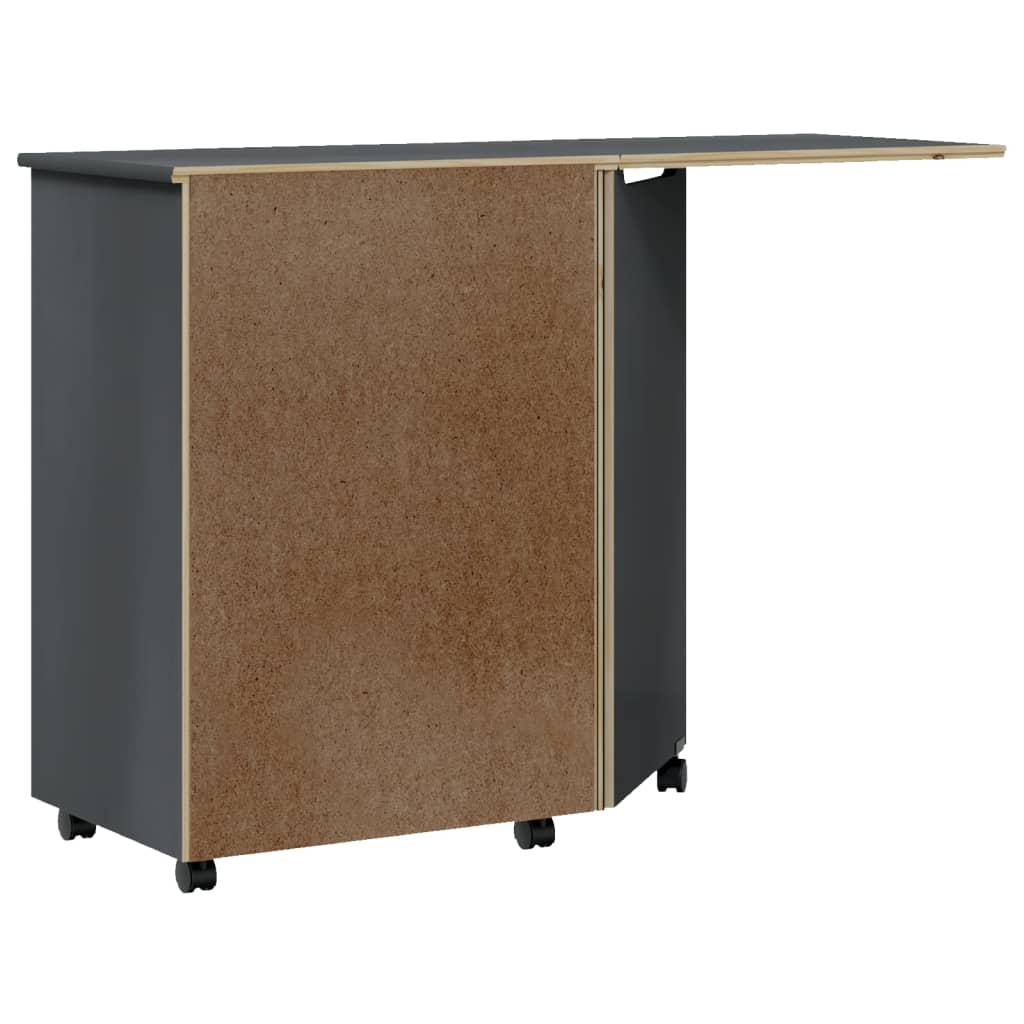 Rulleskap med skrivebord MOSS grå heltre furu