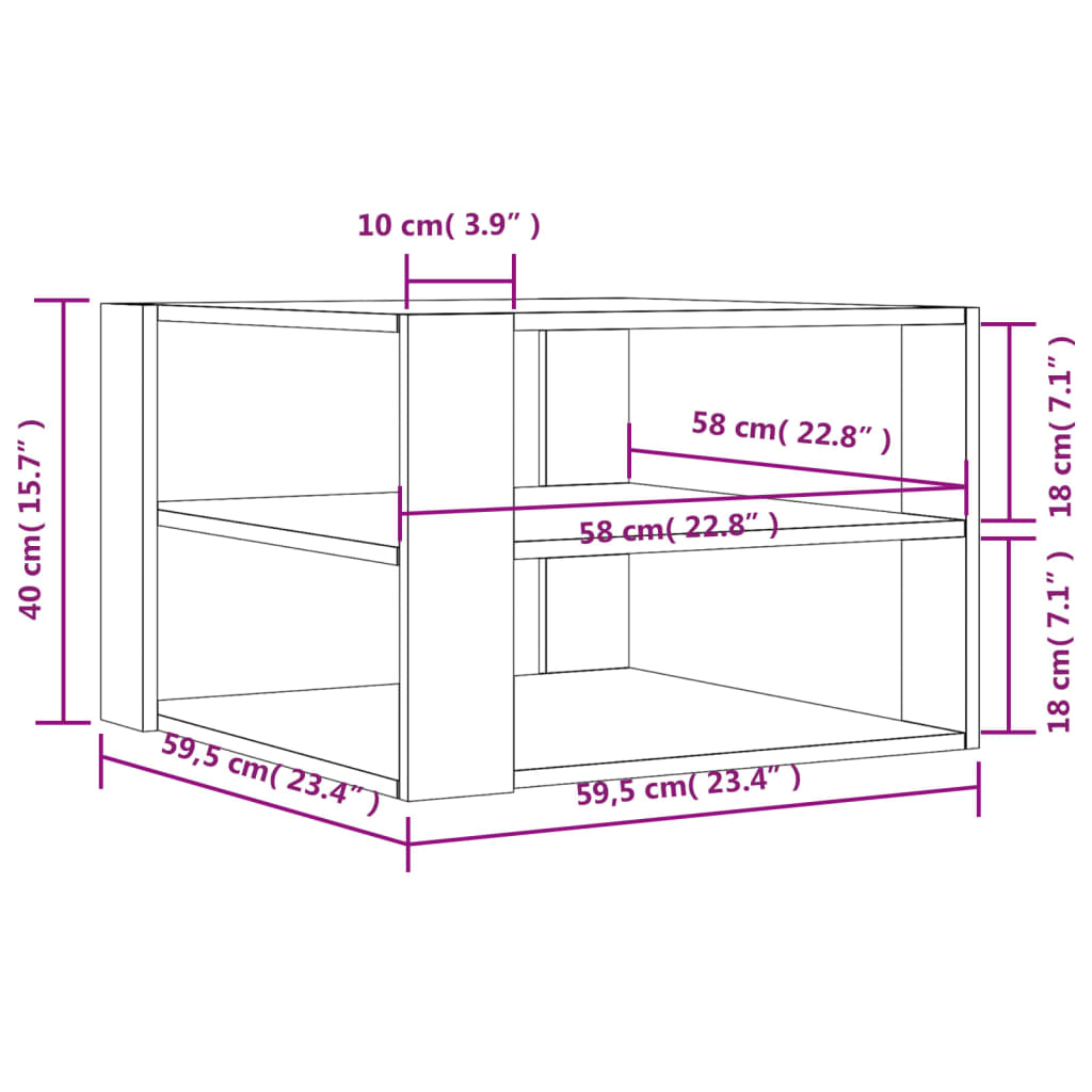 Salongbord sonoma eik 58x58x40 cm konstruert tre