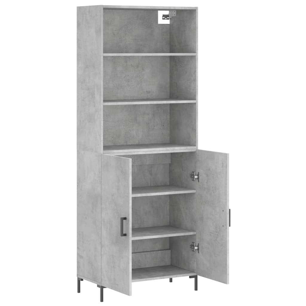 Highboard betonggrå 69,5x34x180 cm konstruert tre