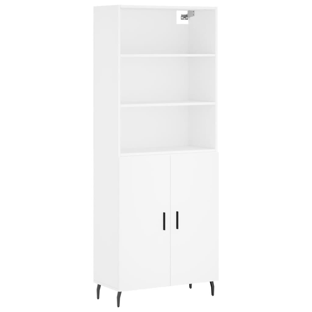 Highboard hvit 69,5x34x180 cm konstruert tre
