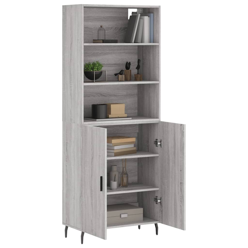 Highboard grå sonoma 69,5x34x180 cm konstruert tre vidaXL