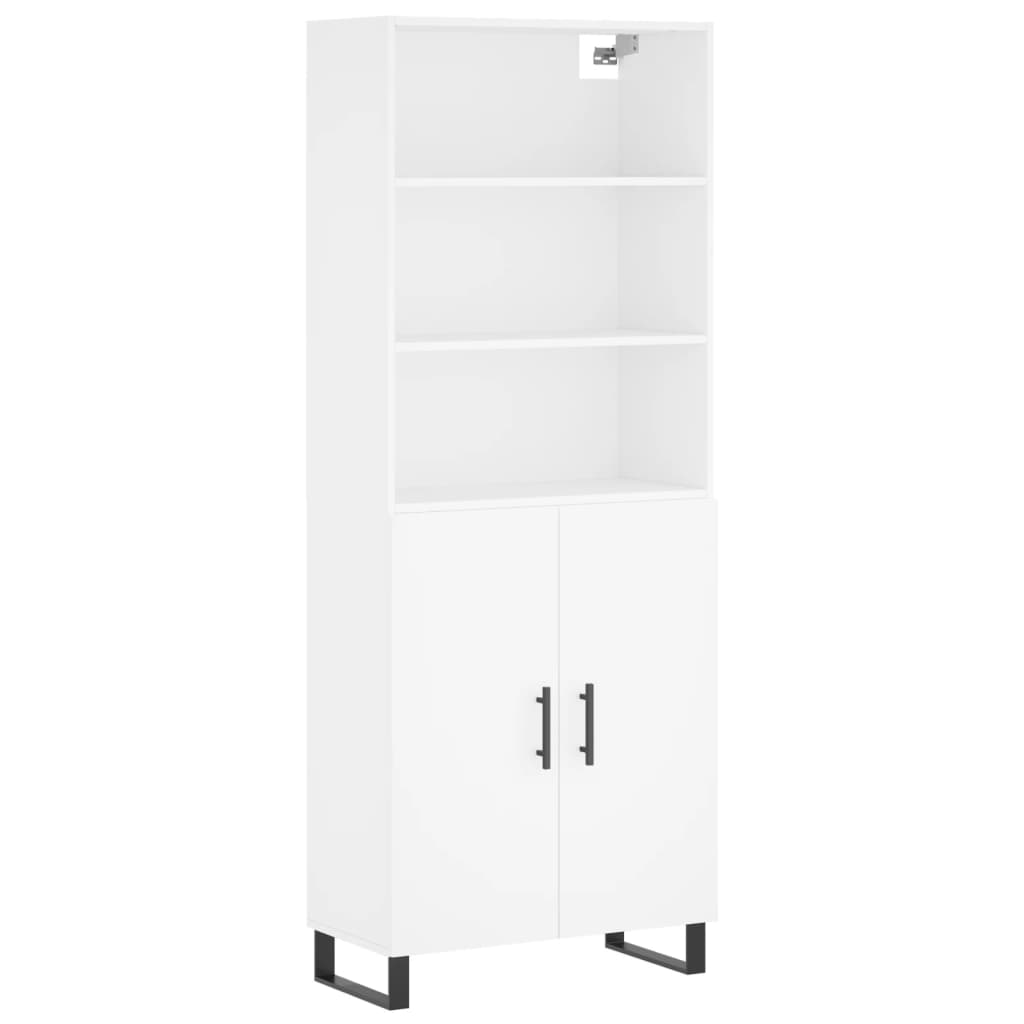 Highboard hvit 69,5x34x180 cm konstruert tre