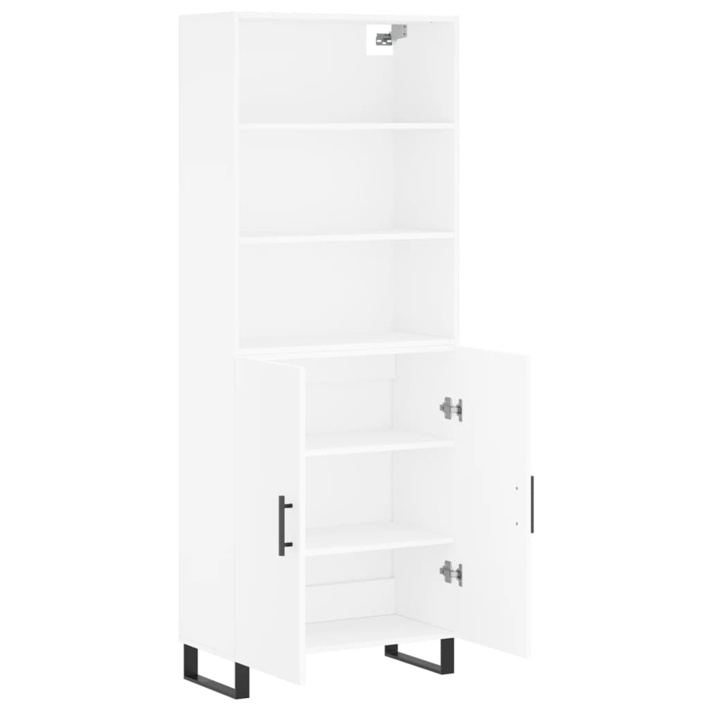 Highboard hvit 69,5x34x180 cm konstruert tre