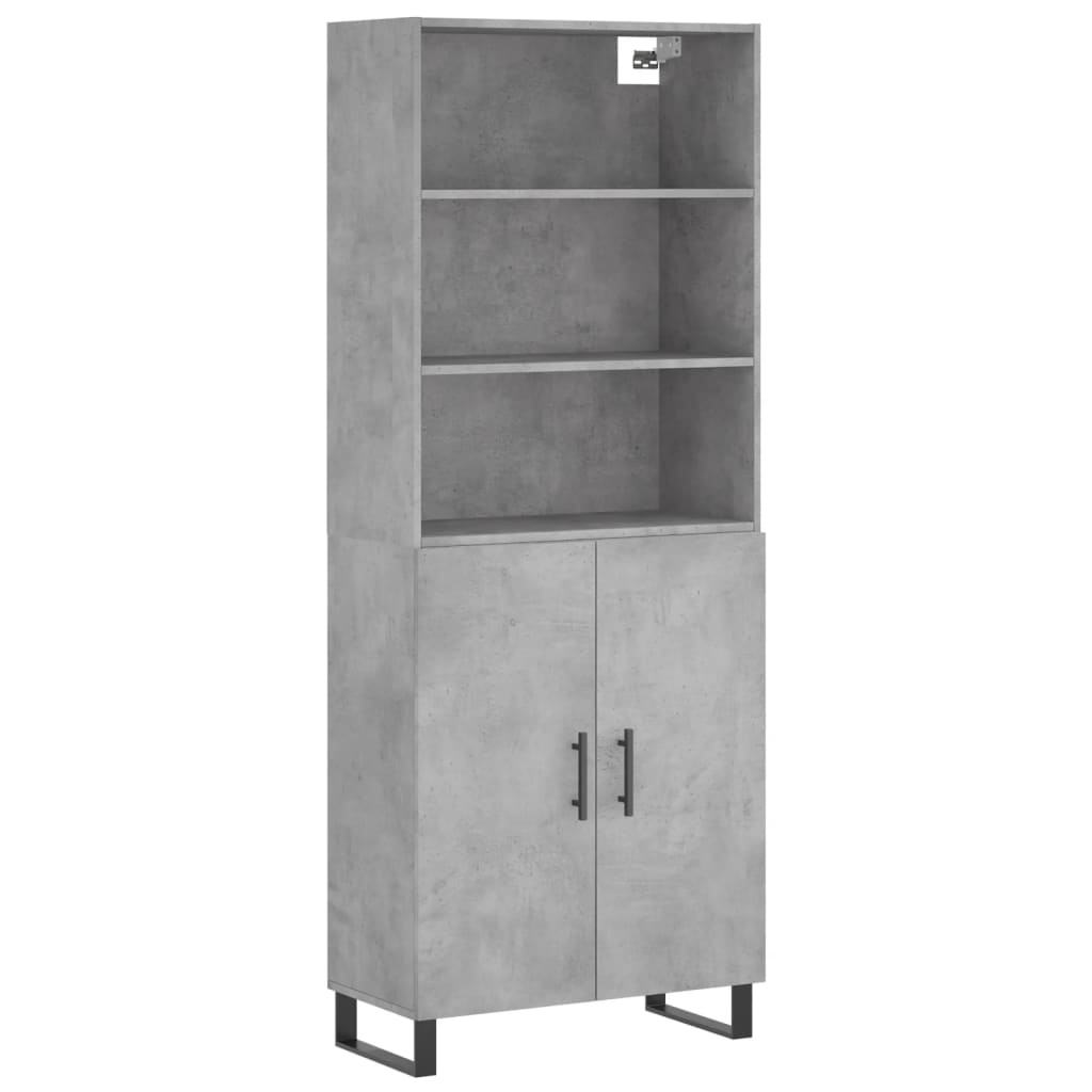 Highboard betonggrå 69,5x34x180 cm konstruert tre