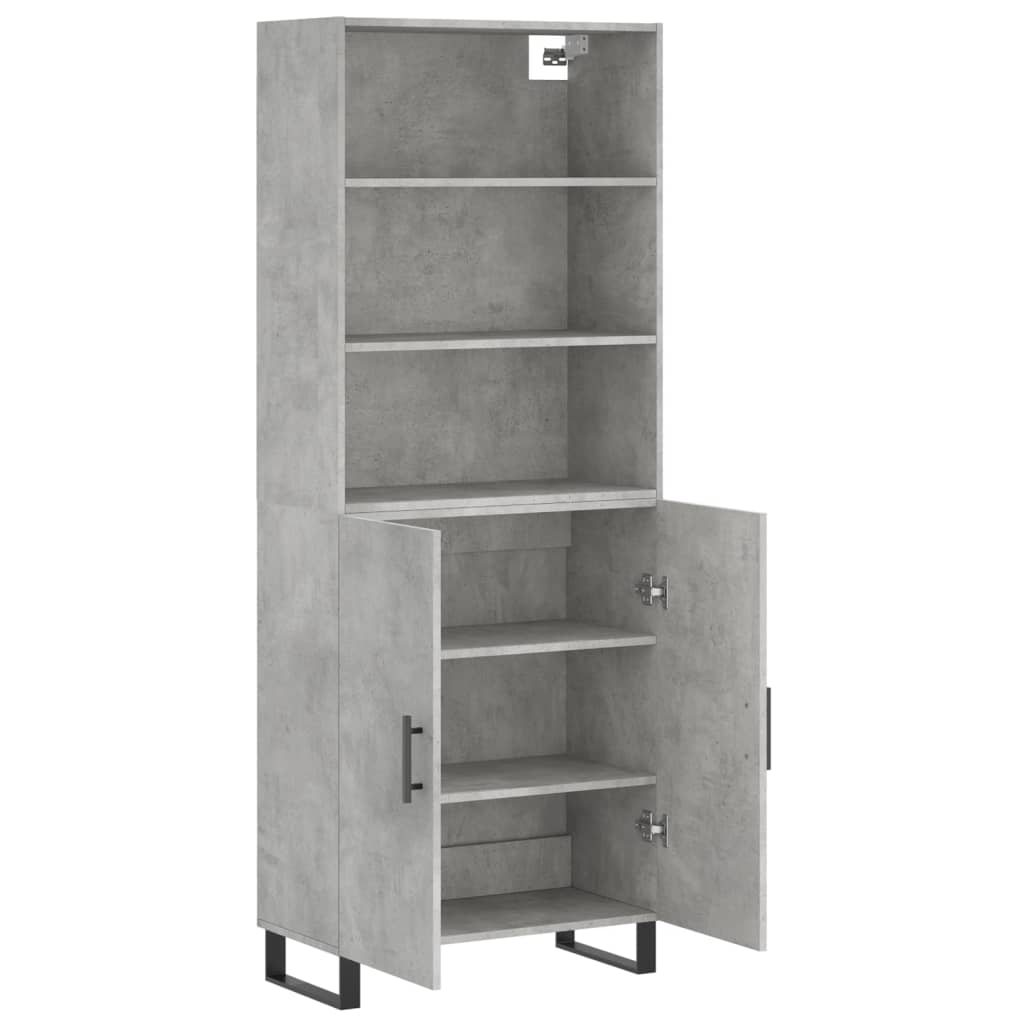 Highboard betonggrå 69,5x34x180 cm konstruert tre