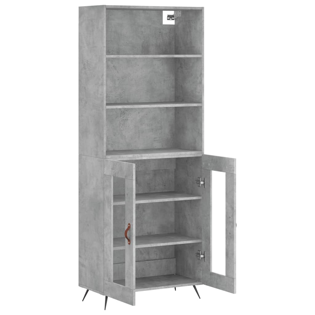 Highboard betonggrå 69,5x34x180 cm konstruert tre
