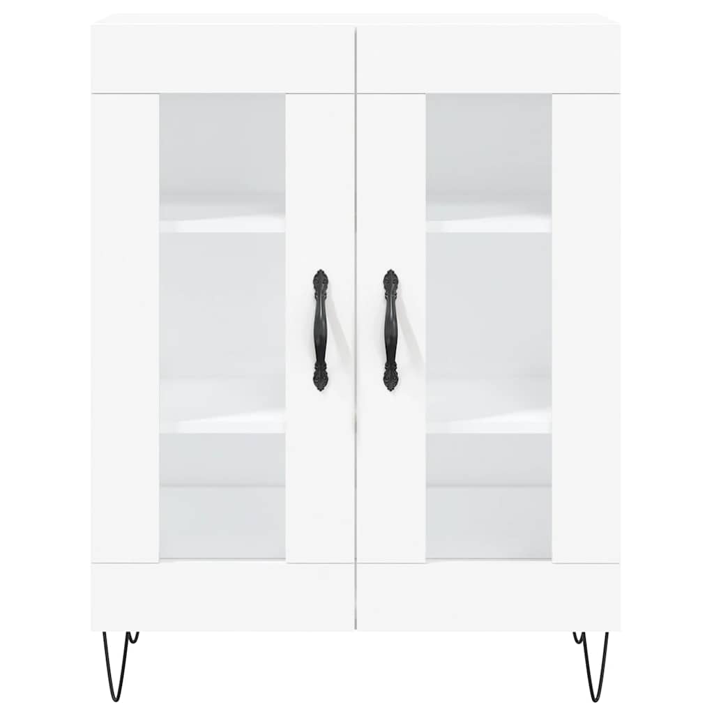 Highboard hvit 69,5x34x180 cm konstruert tre