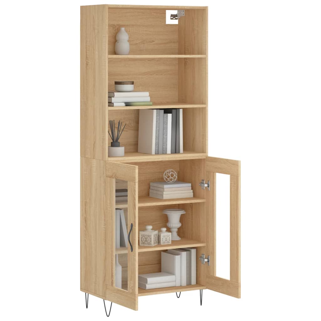 Highboard sonoma eik 69,5x34x180 cm konstruert tre