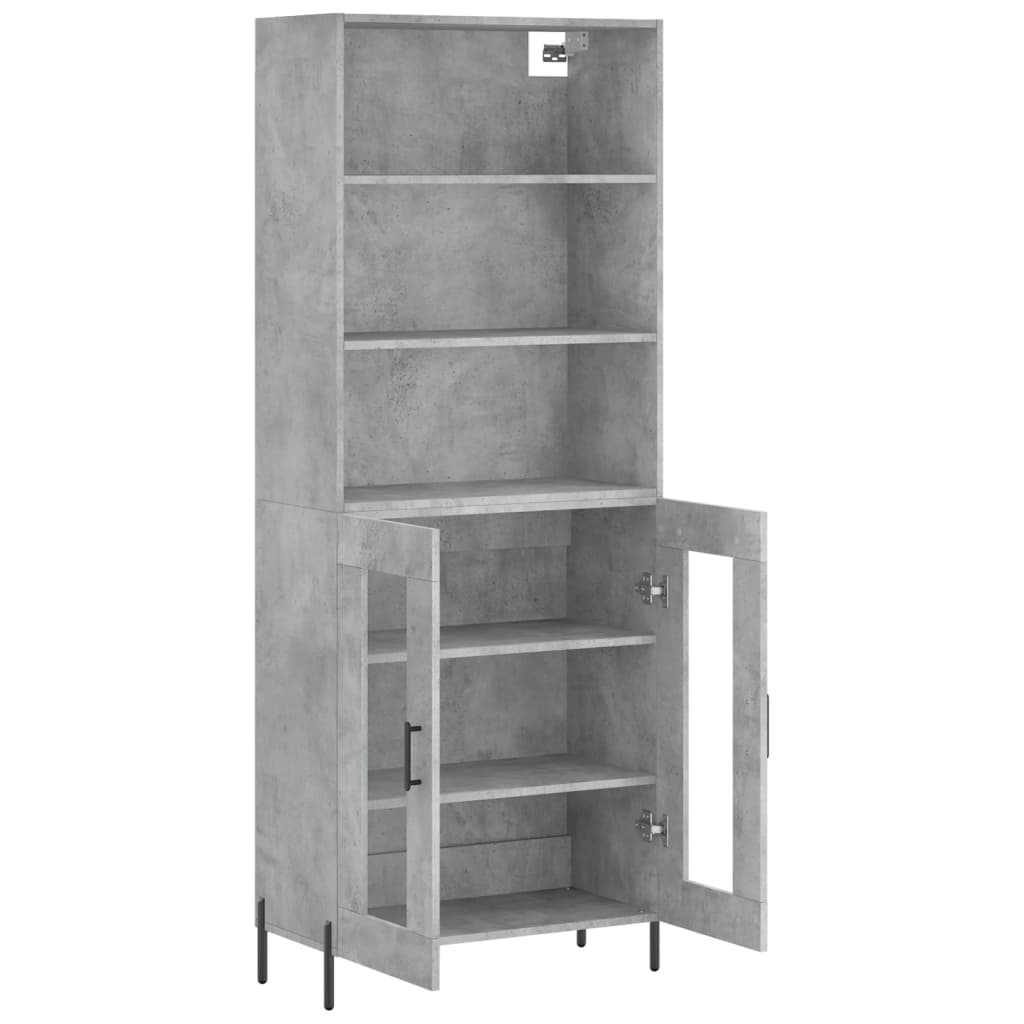 Highboard betonggrå 69,5x34x180 cm konstruert tre