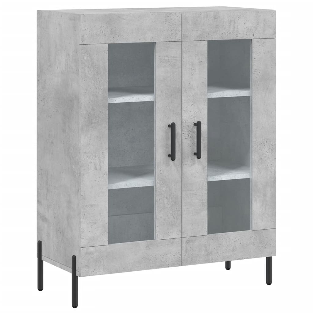 Highboard betonggrå 69,5x34x180 cm konstruert tre