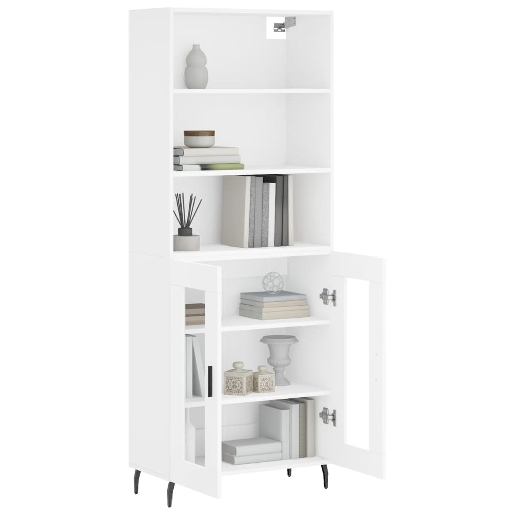 Highboard hvit 69,5x34x180 cm konstruert tre