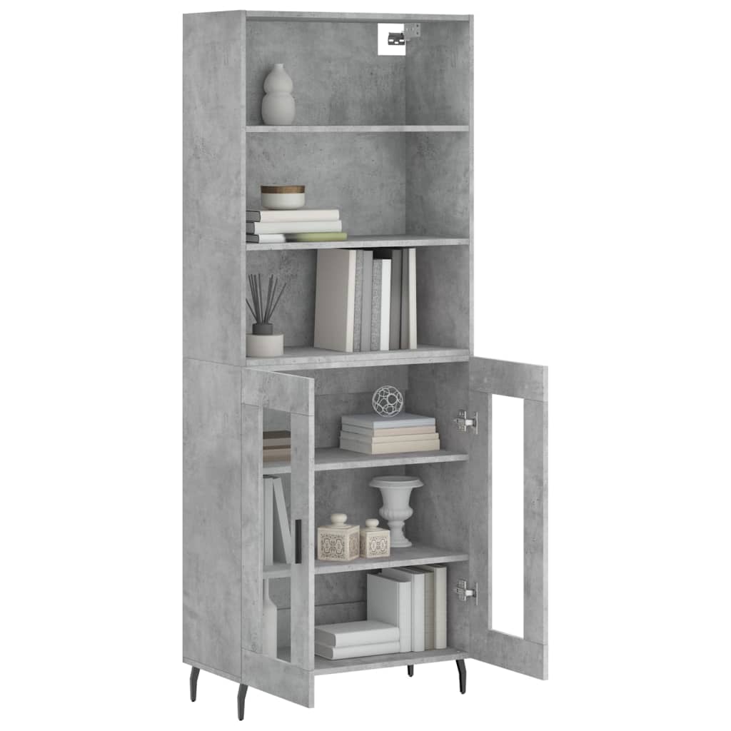 Highboard betonggrå 69,5x34x180 cm konstruert tre vidaXL