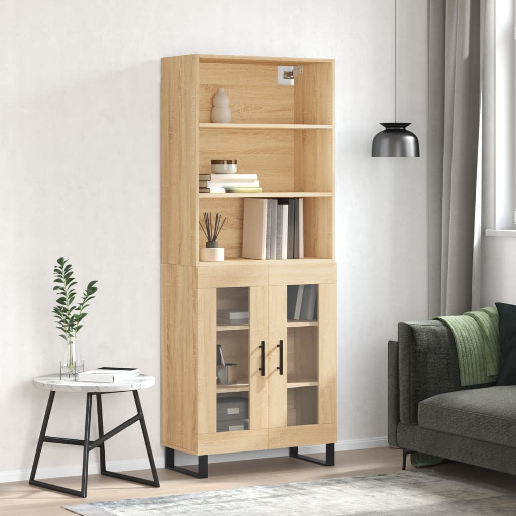 Highboard sonoma eik 69,5x34x180 cm konstruert tre