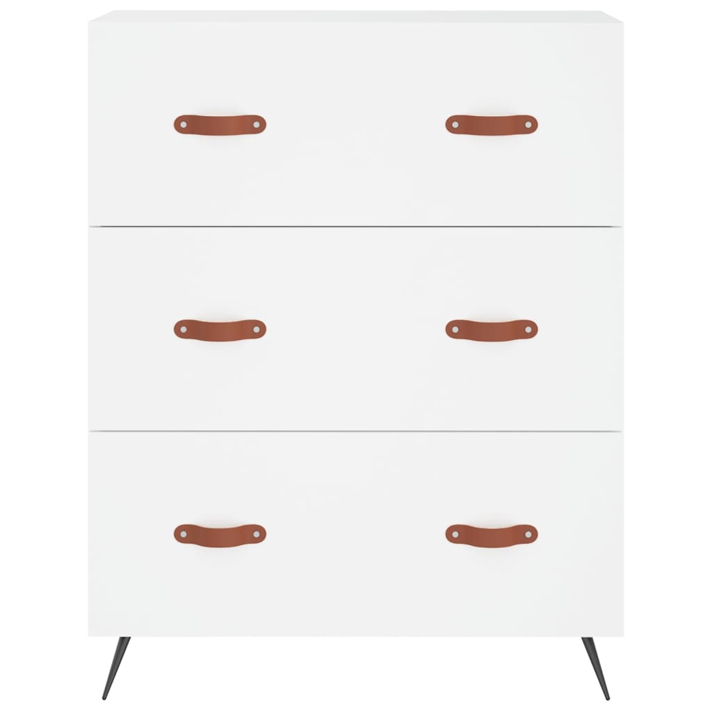 Highboard hvit 69,5x34x180 cm konstruert tre