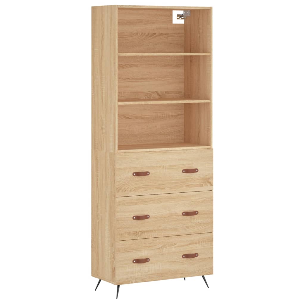 Highboard sonoma eik 69,5x34x180 cm konstruert tre