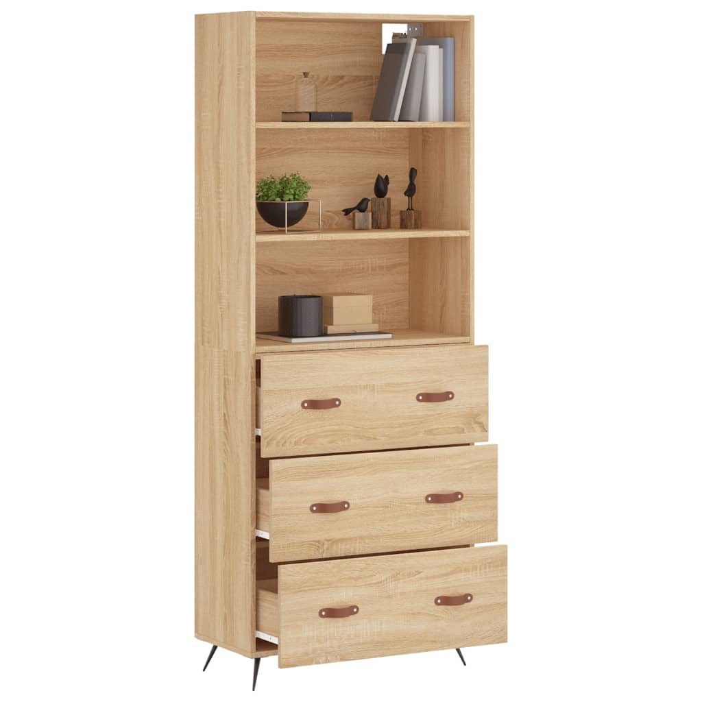 Highboard sonoma eik 69,5x34x180 cm konstruert tre